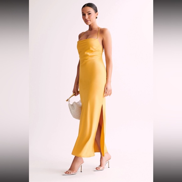 Meshki Sydney Straight Neck Slip Maxi Dress - Yellow NWOT - Picture 4 of 4